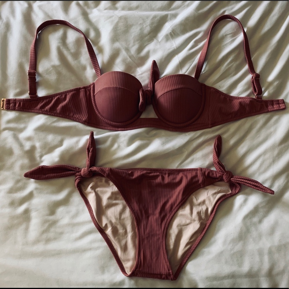 Shade & Shore Mauve Bikini Set Size Small 32 B Top